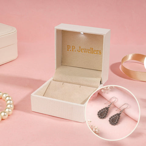 PPJ Trust Box + Paisley Oxidised Finish Silver Earrings