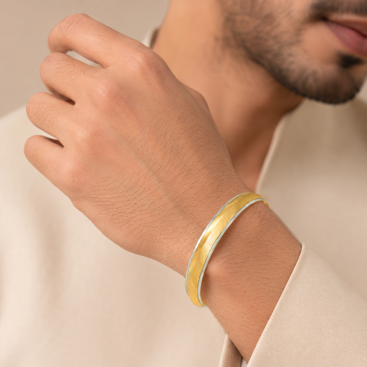 Advik Royal Dual-Tone Gold Kada For Him