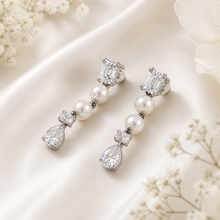 Kavya Crystal Drop Line Pearl Earrings