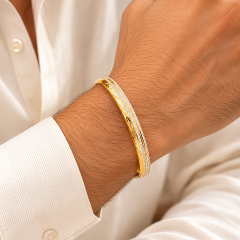 Aarav Rajvansh Dual-Tone Gold Kada For Him