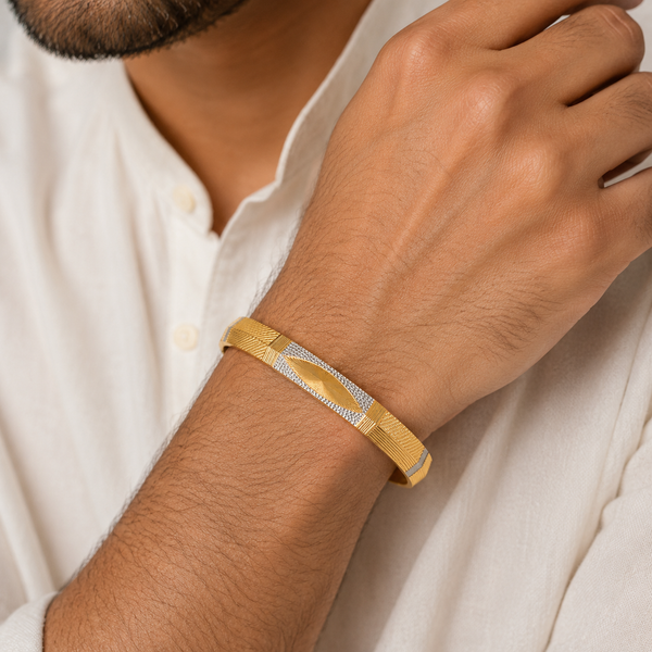 Swarn Virasat Dual-Tone Gold Kada For Him