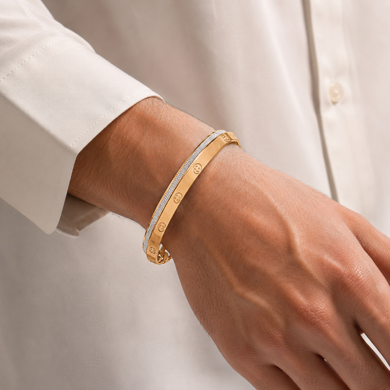 Reyansh Imperial Chain Gold Kada For Him