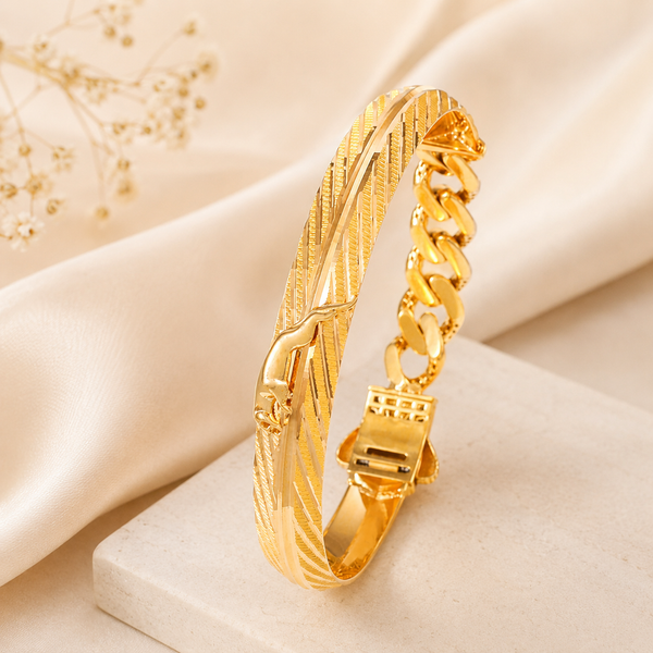 Rudra Veerang Crest Gold Kada For Him