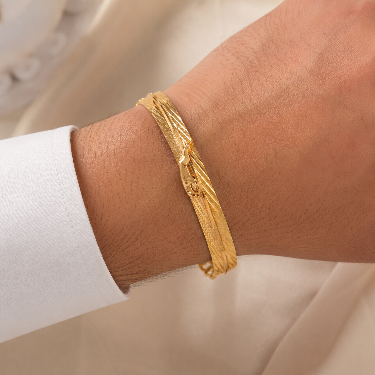 Rudra Veerang Crest Gold Kada For Him
