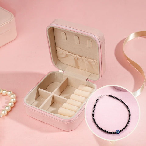 PPJ Trust Box + Minimal Black Beads Silver Anklets