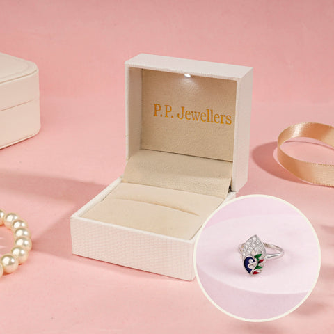PPJ Trust Box + Enamel Leaf Design Silver Ring