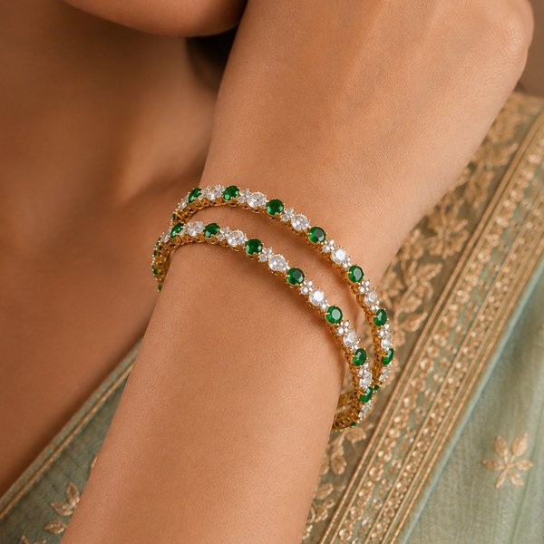Sharvika Emerald Diamond Bangles