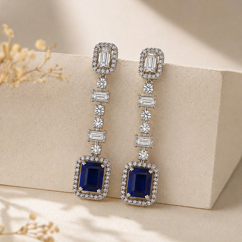 Heena Cut Blue Drop Earrings