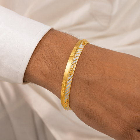 Horse Motif Dual-Tone Gold Kada For Him