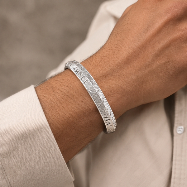 Shree Mantra Silver Kada  For Him