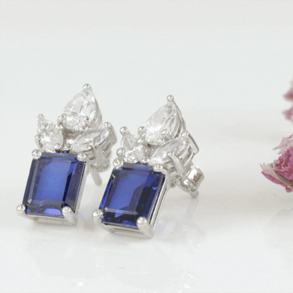 Dazzling Blue & White Silver Swarovski Zirconia Earrings
