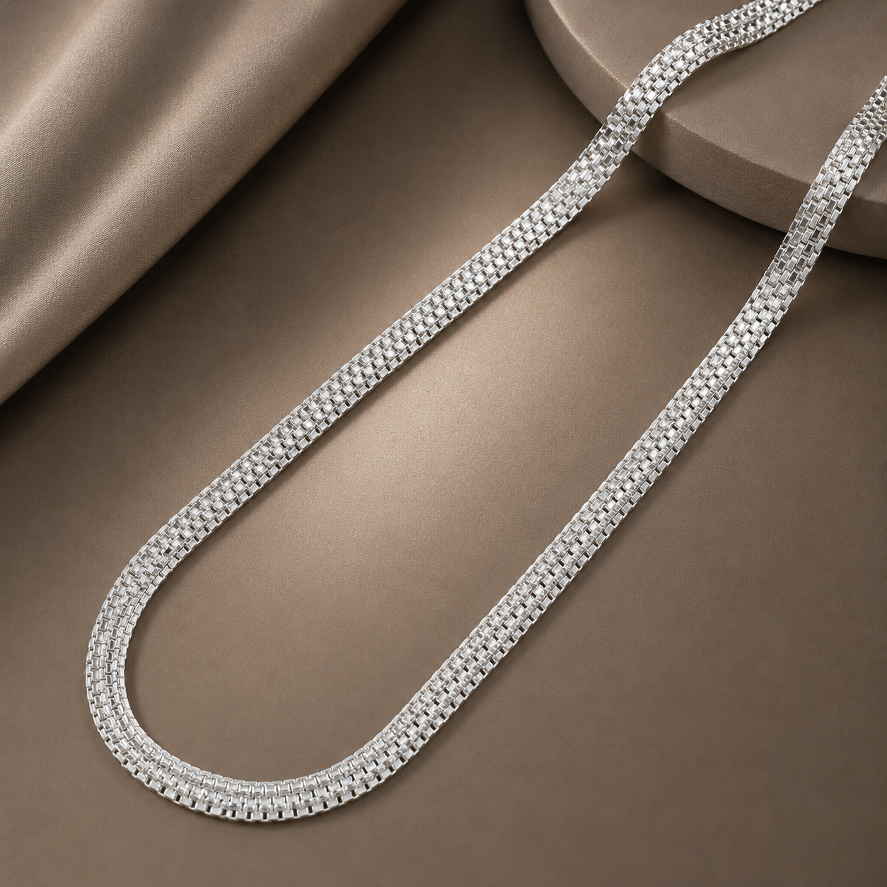 Premium Mesh Link Silver Chain For Him