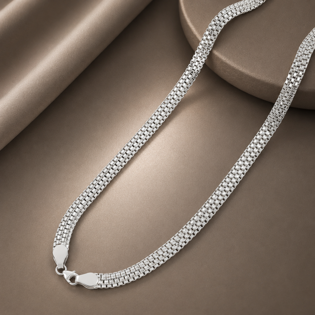 Premium Mesh Link Silver Chain For Him