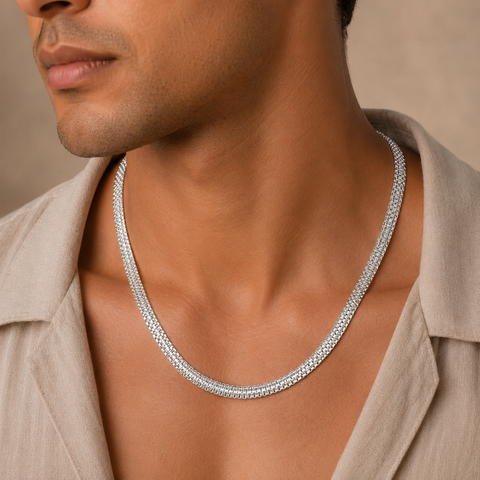 Premium Mesh Link Silver Chain For Him