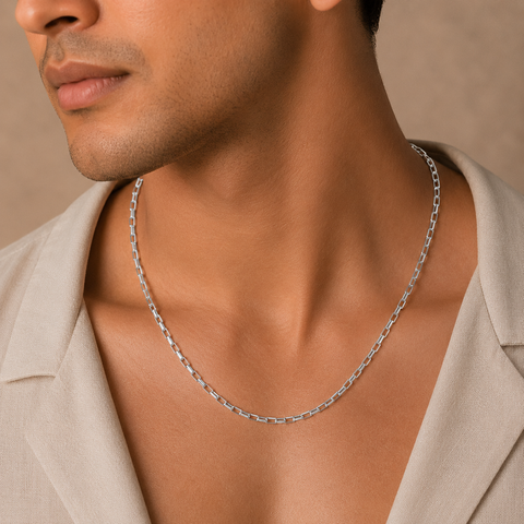 Minimal Bar Style Silver Chain For Him