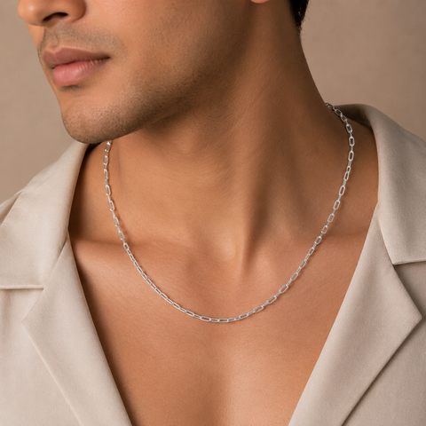 Slim Oval Link Silver Chain For Him