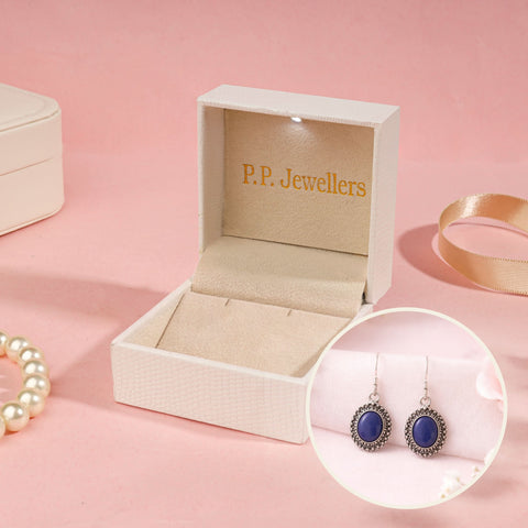 PPJ Trust Box + Lapis Lazuli Oval Gemstone Silver Earrings