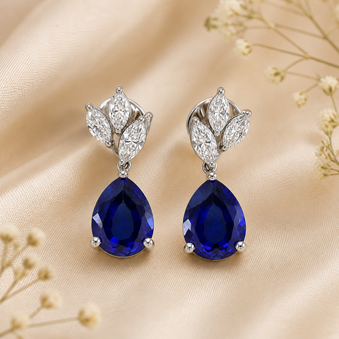 Azure Petal Blue  Drop Earrings