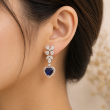 Lavanya Velour Heart Blue Earrings