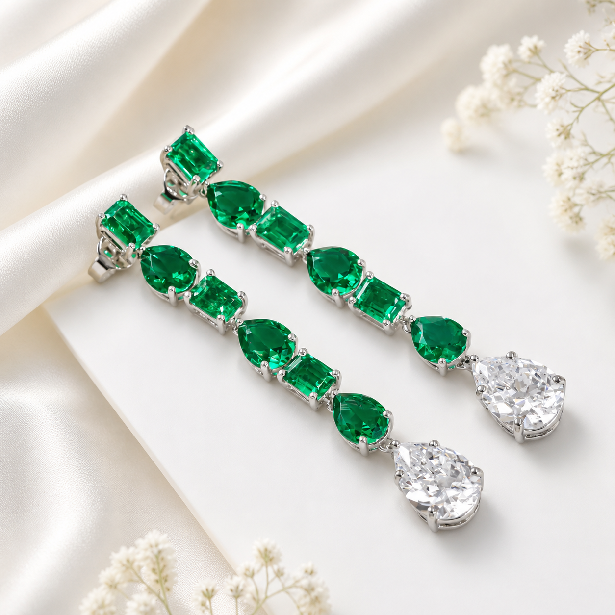 Bina Green  Crystal Dangles Earrings