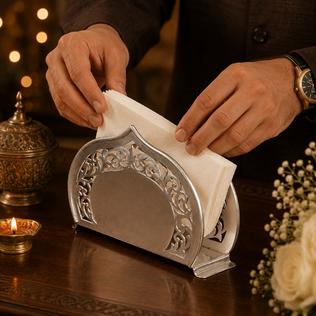 Elegant Silver Tissue Holder