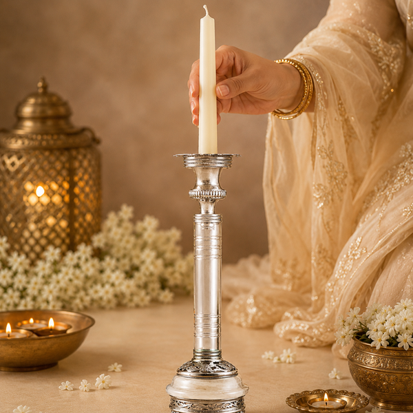 Bhaavika Fancy Silver Candle Stand