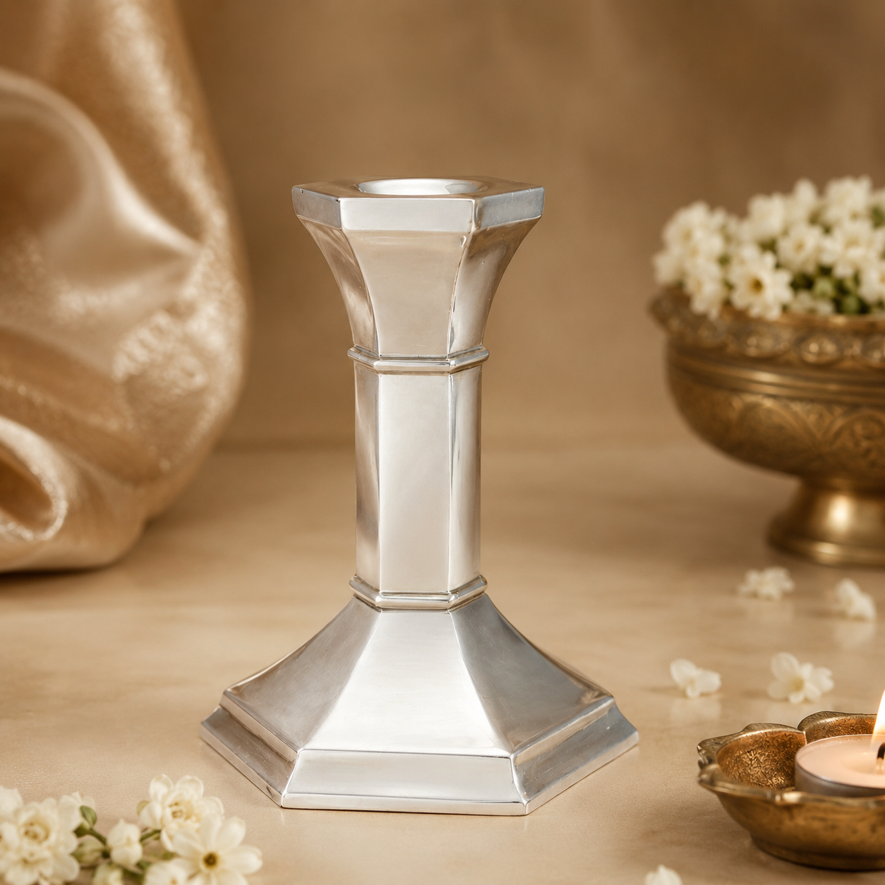 Classic Silver Candle Stand