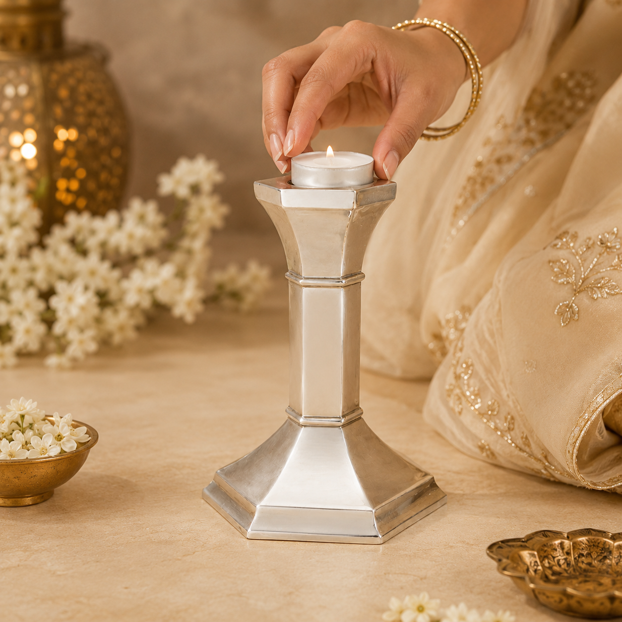 Classic Silver Candle Stand