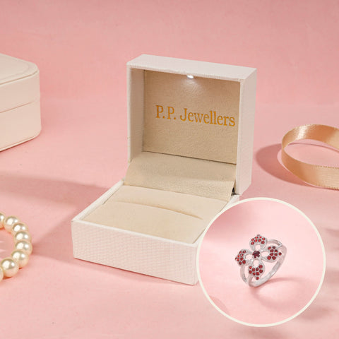PPJ Trust Box + Floral Cluster Design Silver Ring