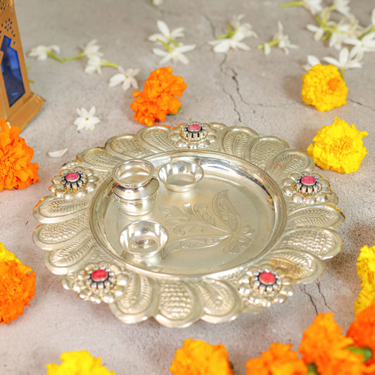 Beautiful Silver Aarti Thali