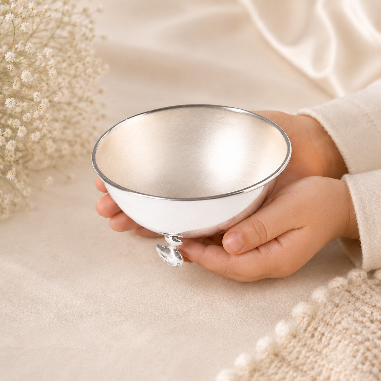 Fancy Silver Bowl For Baby