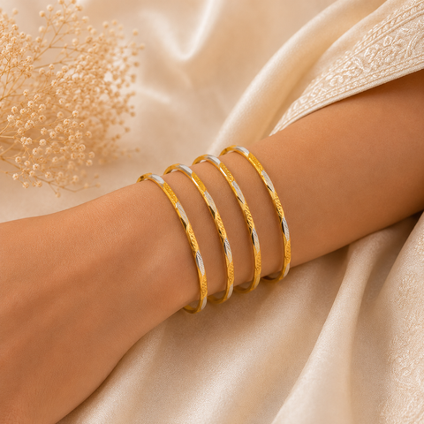 Twisted Four-Piece Gold Bangles Set