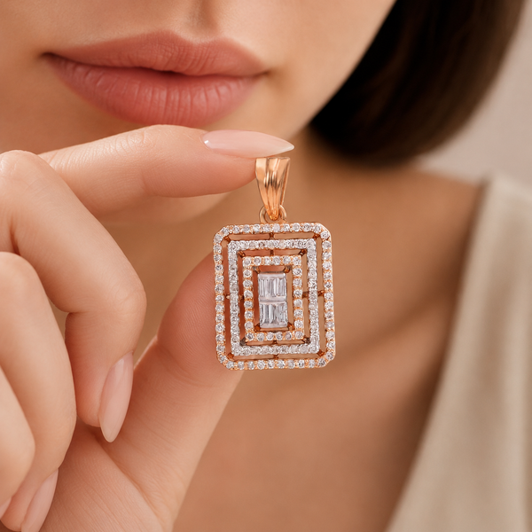 Radiant Brilliance In Rose Gold  Diamond Pendant