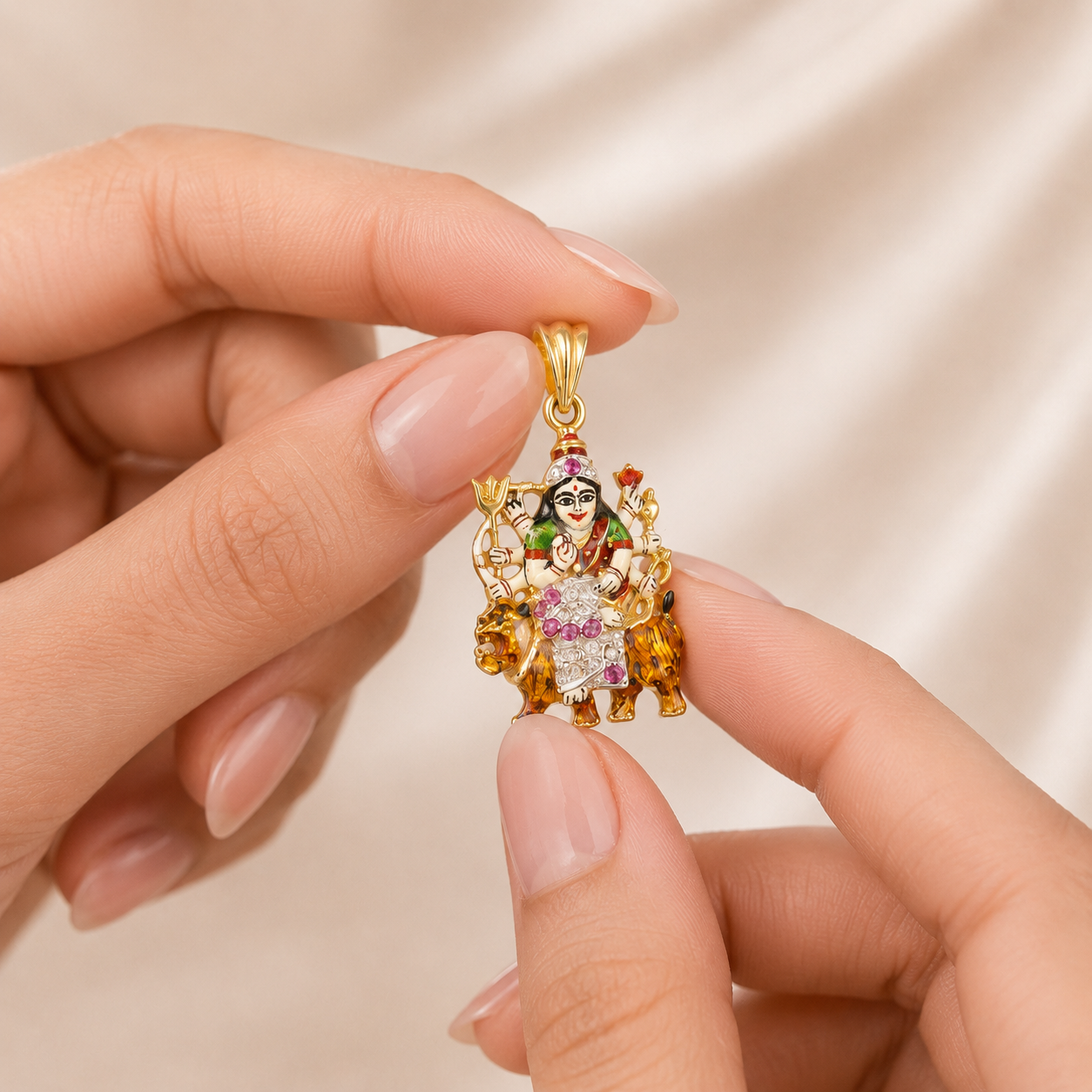 Jagdamba Blessing Diamond Pendant