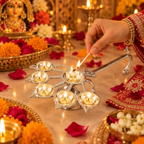 Classy Pancharati Silver Jyot