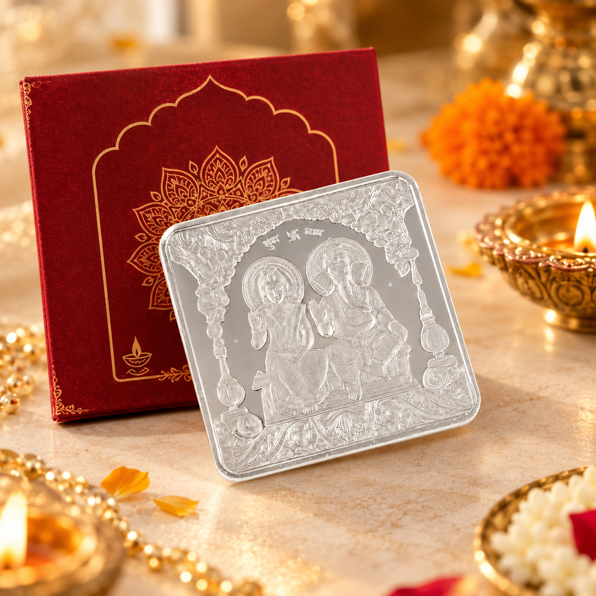 Divine Lakshmi Ganesha 50Gm Silver Coin