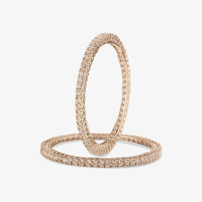 Cristina Silver Bangles with Round Cut Swarovski Zirconia