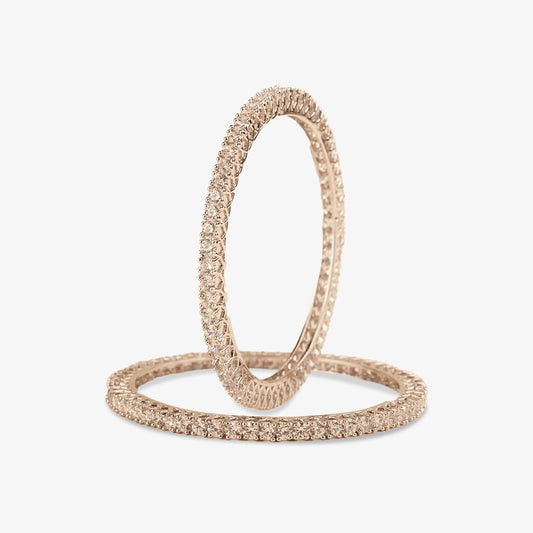 Cristina Silver Bangles with Round Cut Swarovski Zirconia