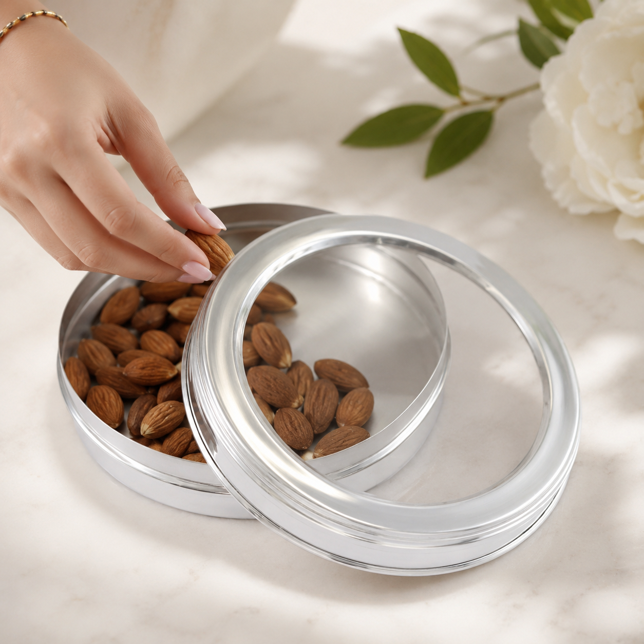 Classic Silver Dryfruit Box