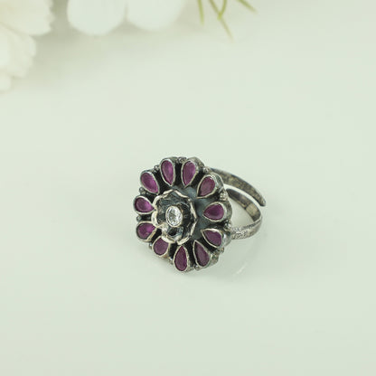 Parinita Pink Silver Ring