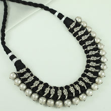 Ruhani Black Thread Tribal Silver Choker