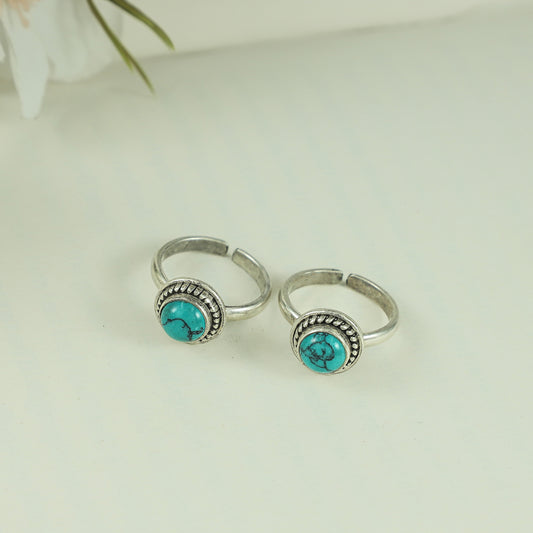 Diana Turquoise Adjustable Silver Toe Ring