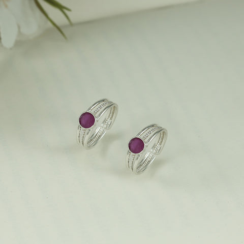 Aveena Pink Silver Toe Ring