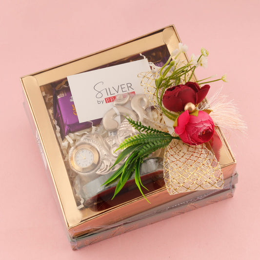 Timeless Keepsake Hamper  Table Clock, chocolates