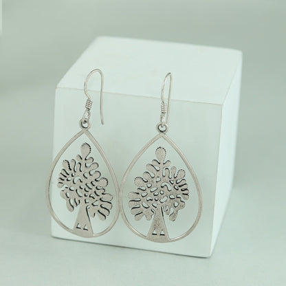 Anusha Sterling Silver Earrings With Tree Design