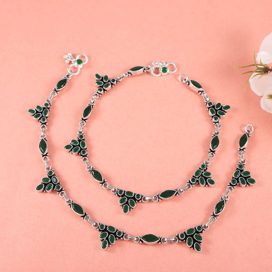 Azalea Silver Anklets