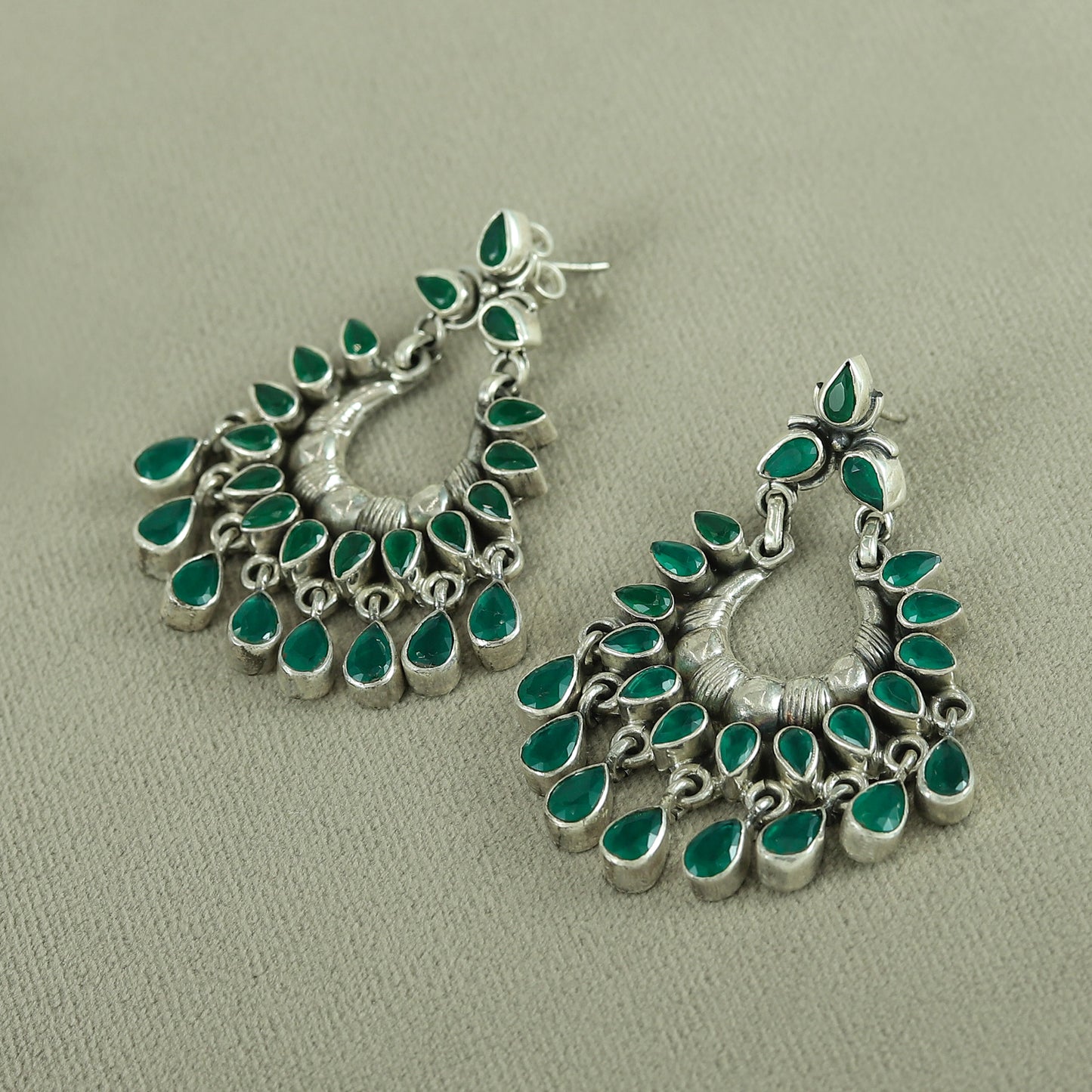 Evana Green Tribal Silver Earrings