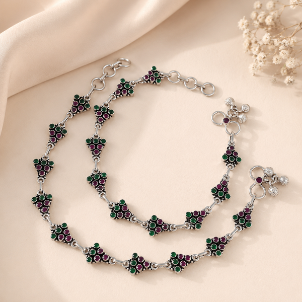 Aditi Silver Anklets