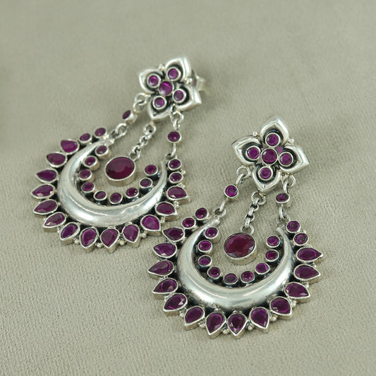 Heena Pink Silver Earrings