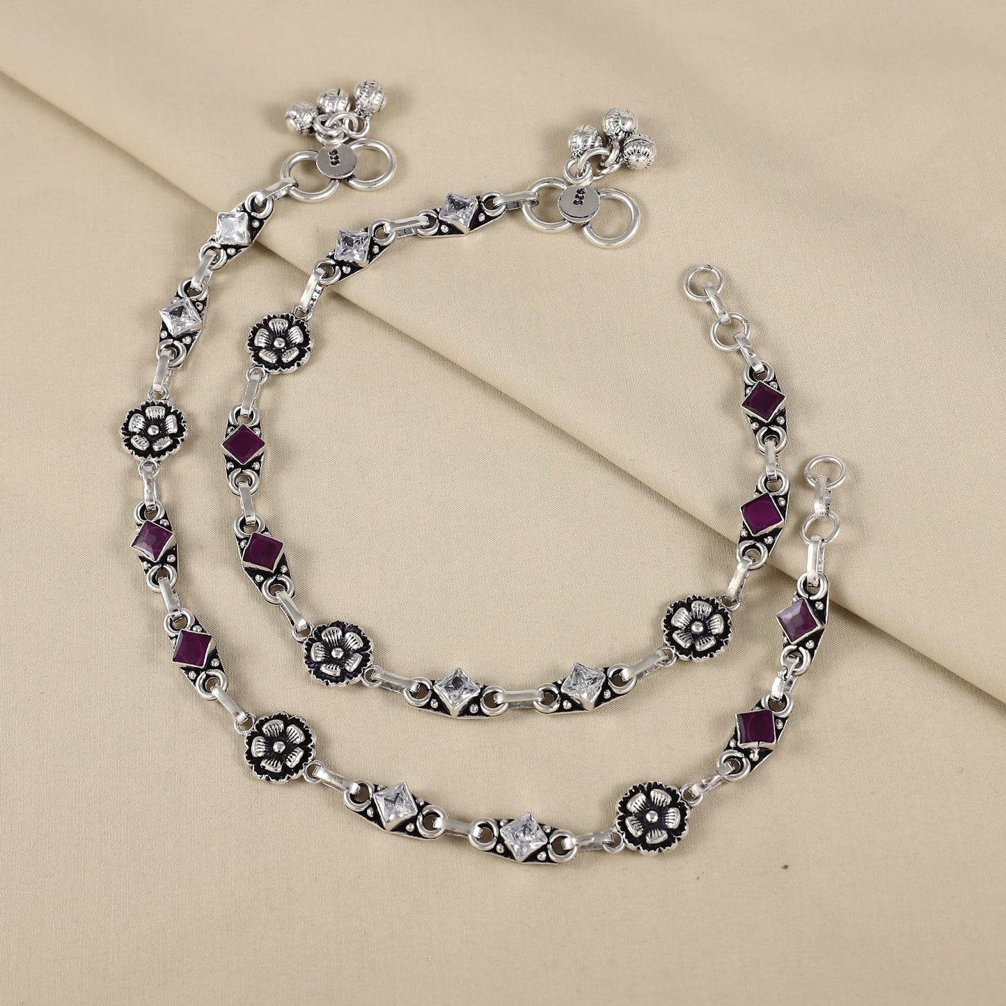 Charvi Silver Anklets